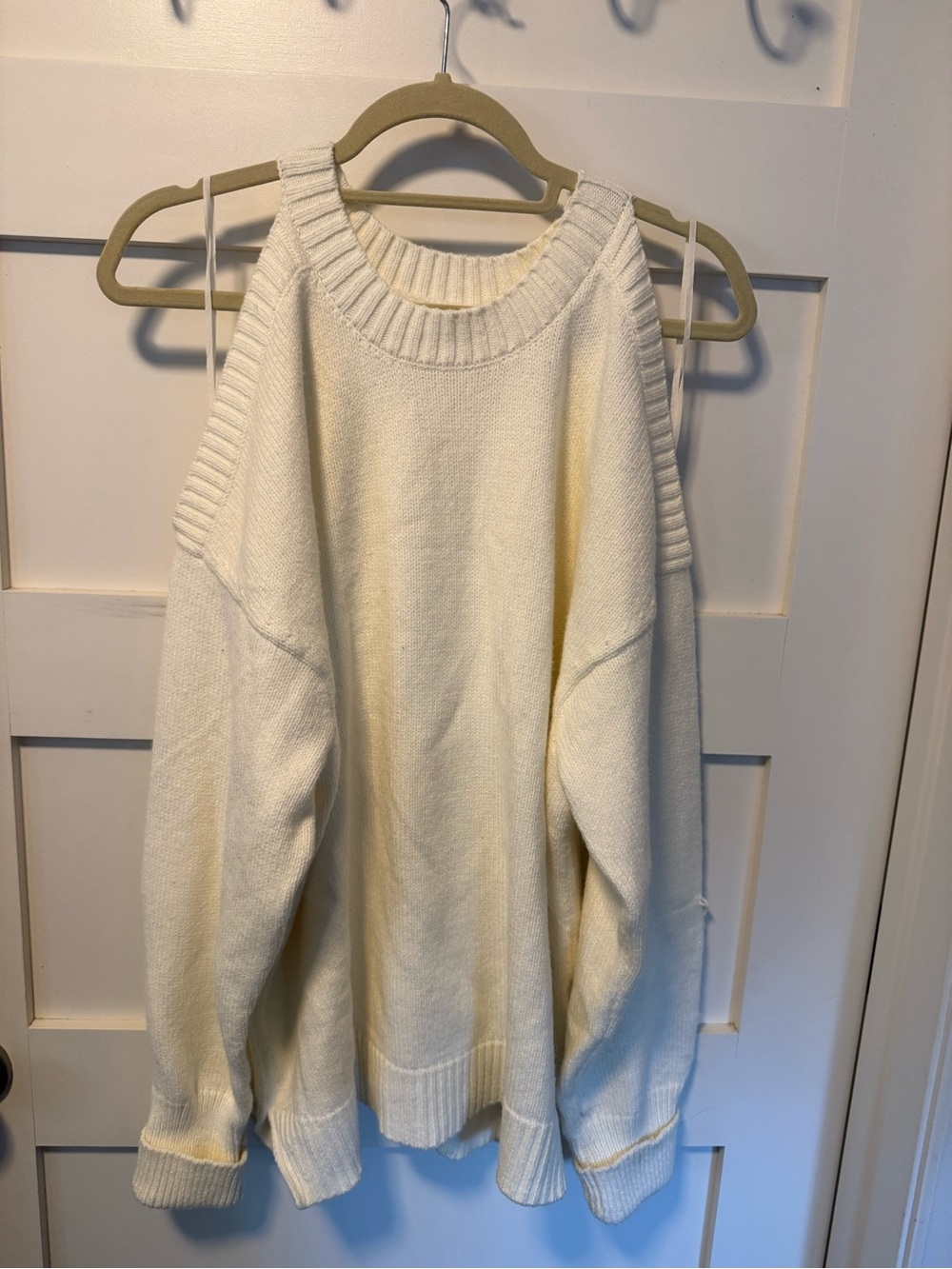 Anthropologie Off White Cold Shoulder Sweater NWT